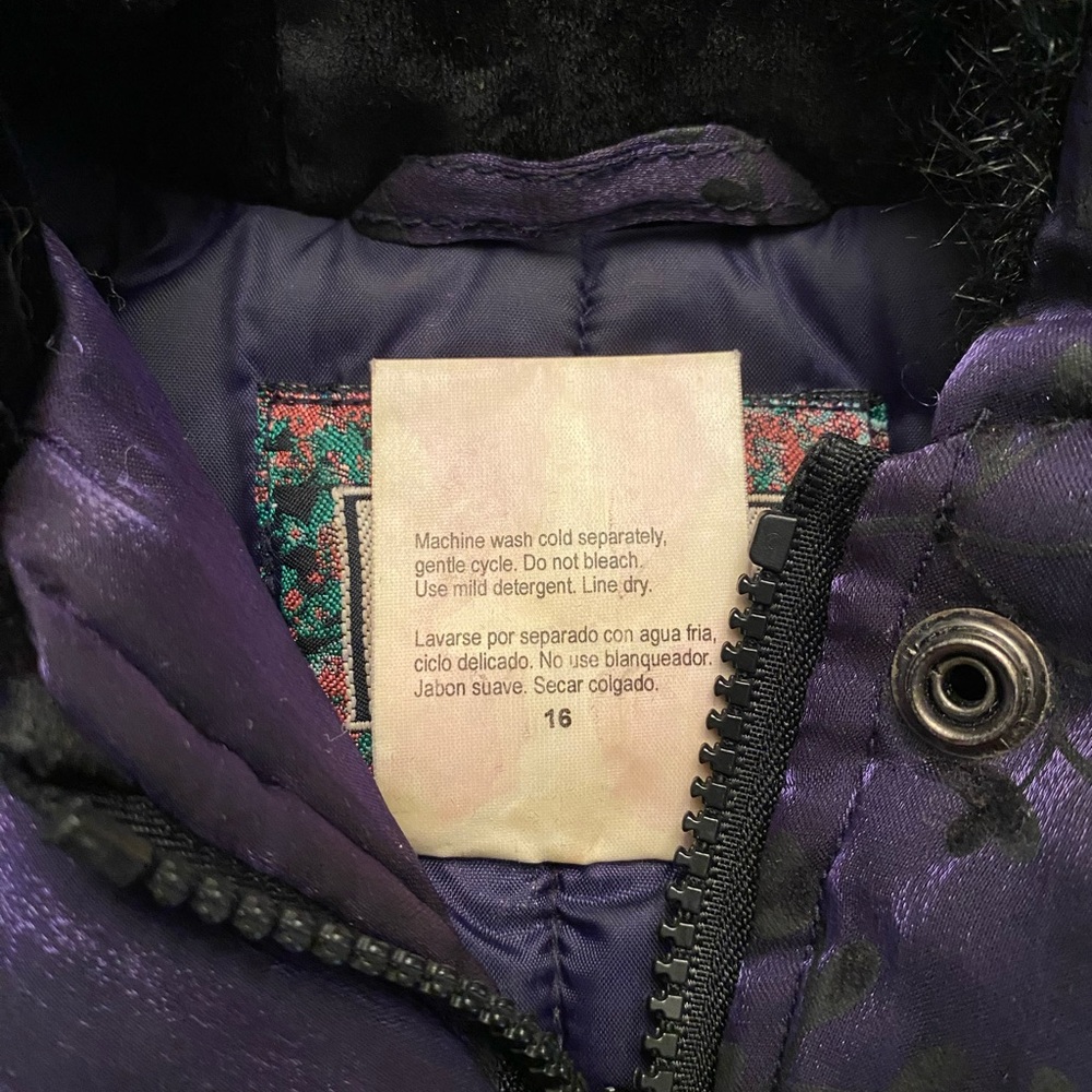 ❄️Rothschild Velvet Flocked Hooded Purple Coat - Picture 10 of 11